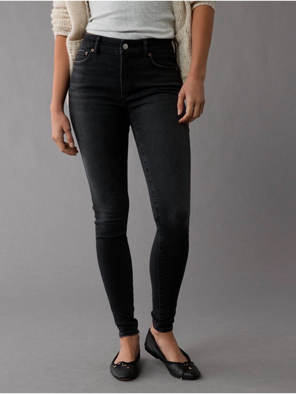 American Eagle High Rise Jegging Dream Stretch • Size 4 Long • Black Wash